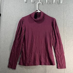 Candace Cameron Bure Puff-Sleeve Turtleneck Bordeaux, X-Small